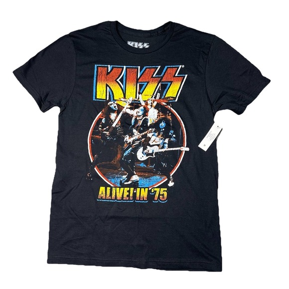 Men's KISS Alive In 75 Graphic Crew Neck T-Shirt Tee Medium S‎ 34/36 NEW NWT - Picture 1 of 5